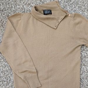 Vintage Taupe Sweater w/ Button Neck Detail Size S
